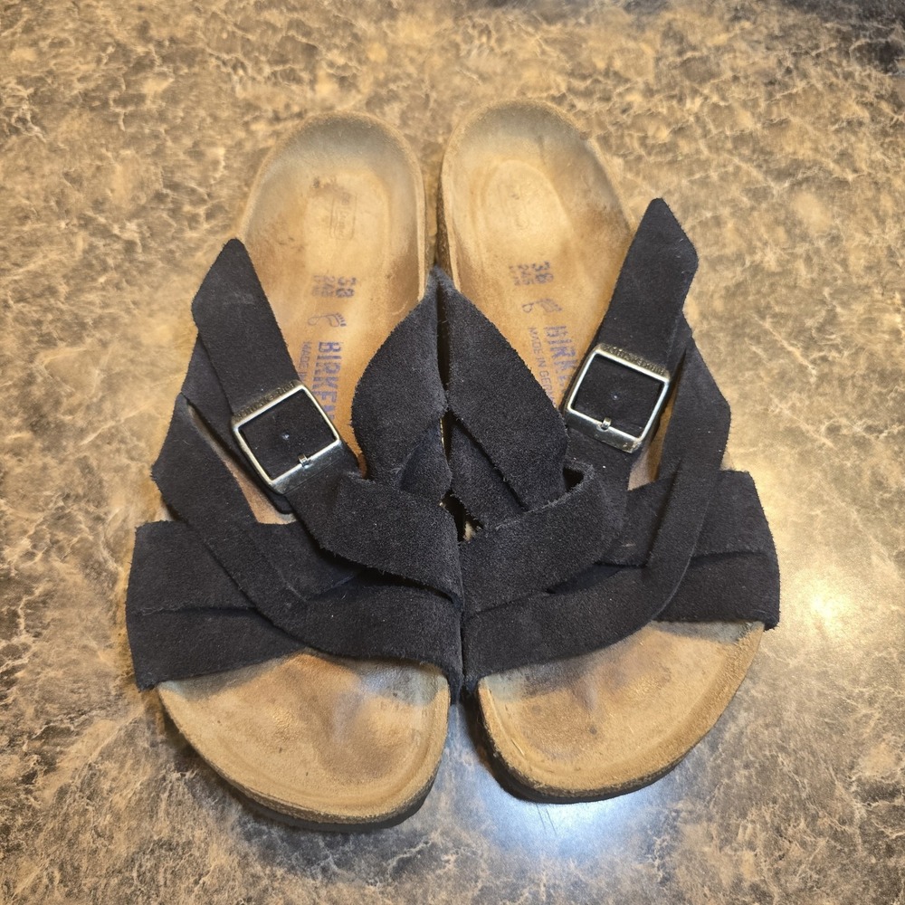 Birkenstock Navy Blue Lugano Suede Sandals, Size 7, GUC. SAME DAY SHIPPING! - Picture 2 of 5